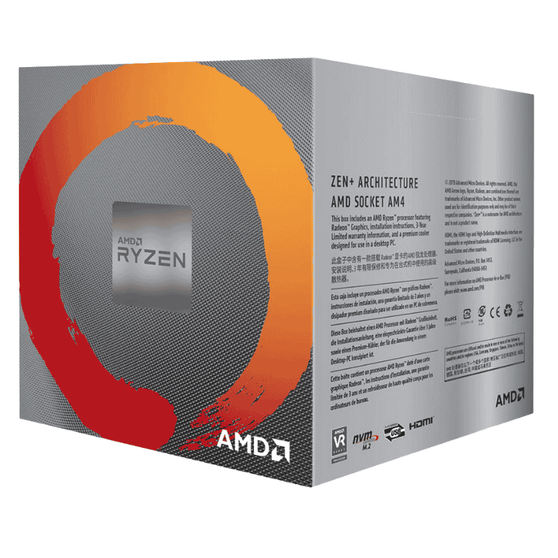 CPU AMD Ryzen 5 3400G (3.7GHz Turbo Up To 4.2GHz, 4 Nhân 8 Luồng, 4MB Cache, 65W, AM4) Box Chính Hãng