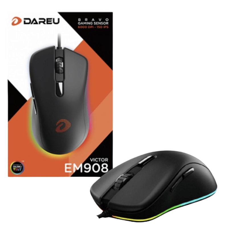 Chuột Gaming Dareu Em908 Black (Led RGB, AVAGo 3050)