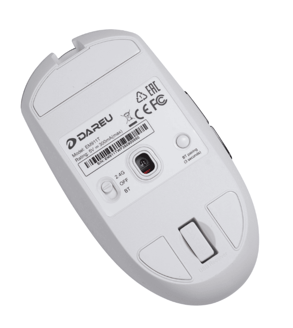 Chuột không dây Dareu EM911T (Triple Mode: 2.4G + BT + WIRED) (White)