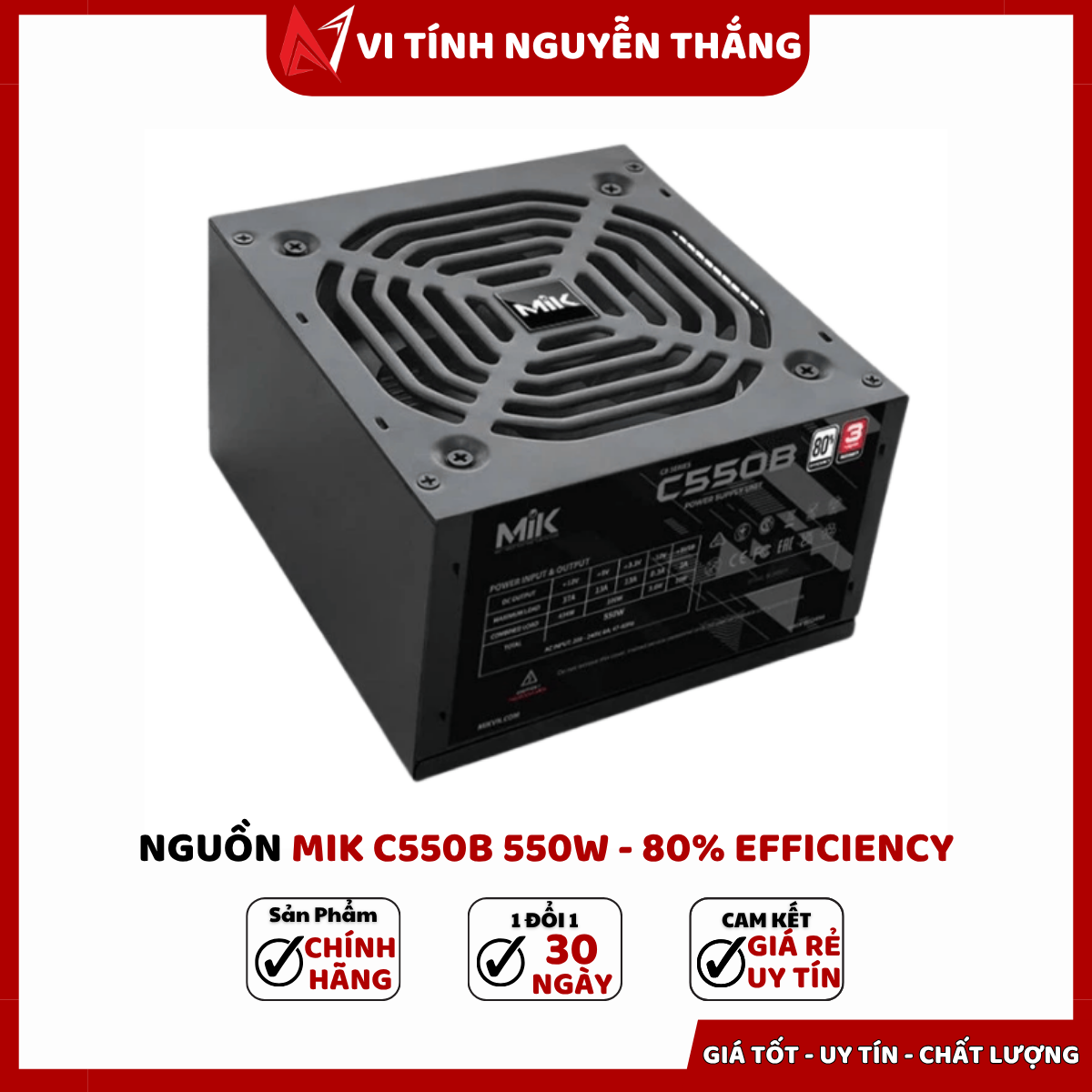 Nguồn MIK C550B 550W cho PC Gaming NTC FPS Alder Lake