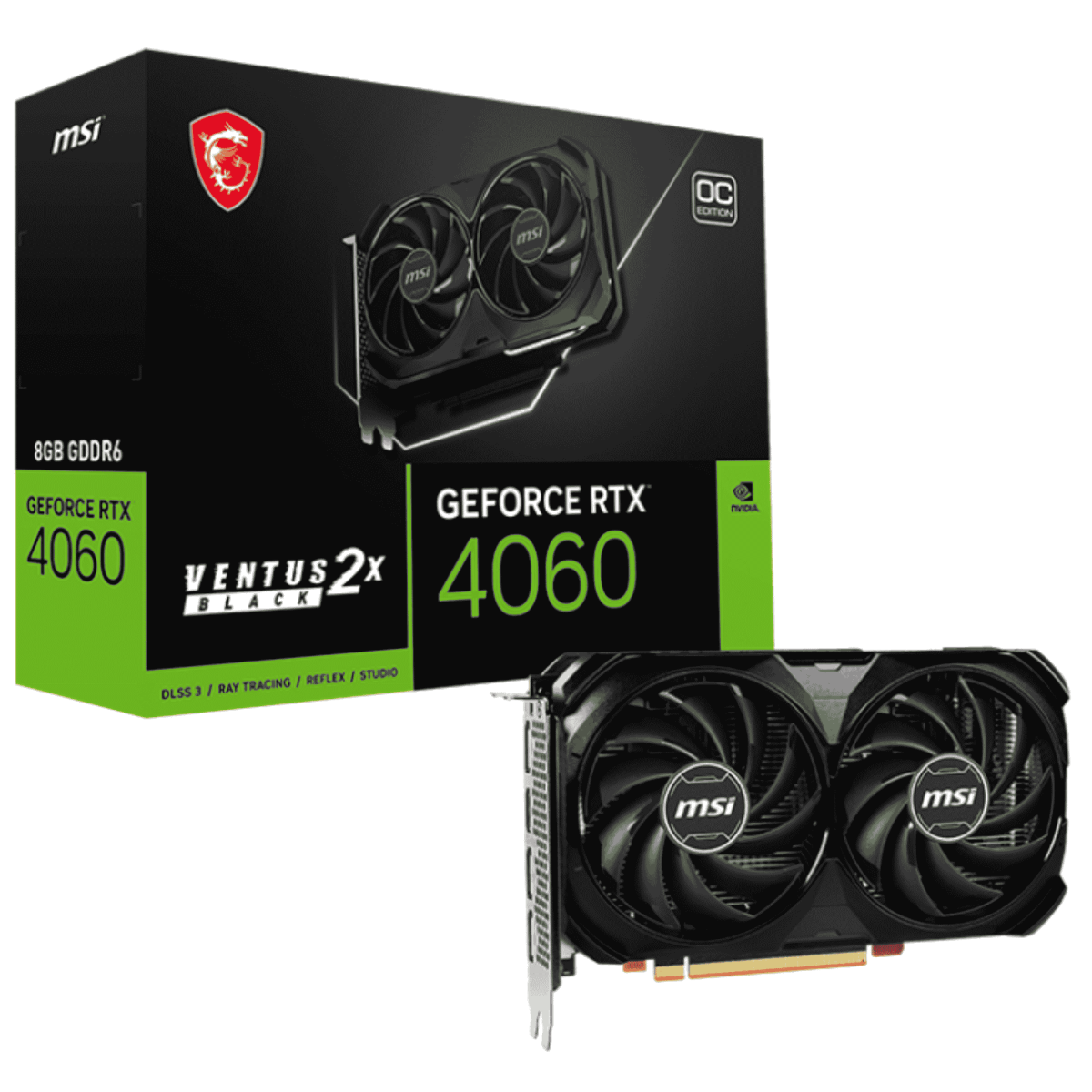 CARD MÀN HÌNH MSI RTX4060 VENTUS 2X BLACK 8GB OC GDDR6 