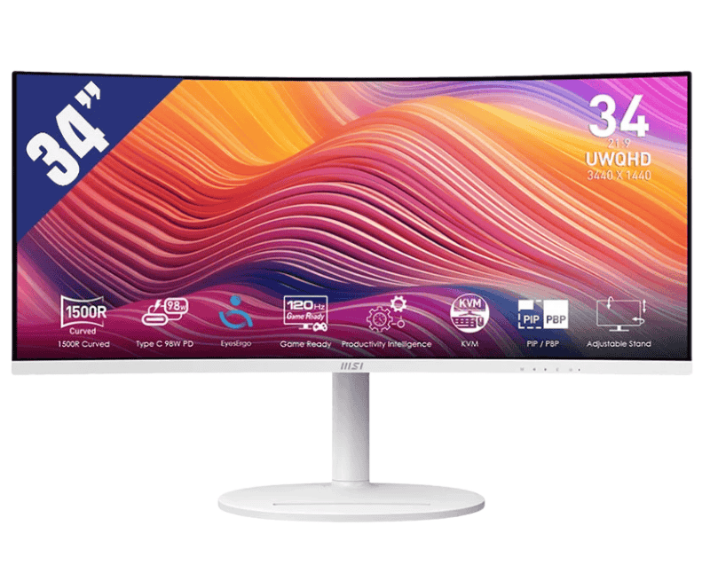 Màn hình cong MSI Modern MD342CQPW (34Inch/ QHD 2K/ VA/ 120Hz/ 1ms/ 1500R/ Loa)
