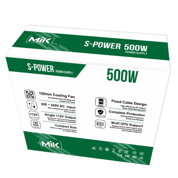 Nguồn MIK S-POWER 500W (OPP/ OCP/ SCP)