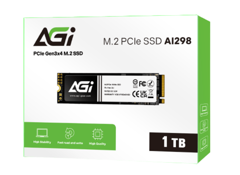 SSD AGI AI298 512GB M.2 NVMe Gen 3x4 (Đọc 3200MB/s - Ghi 1800MB/s)