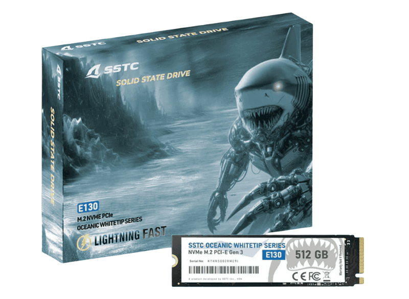 SSD SSTC Oceanic Whitetip E130 512GB M.2 NVMe PCIe Gen 3 (Đọc 2300MB/s - Ghi 2100MB/s)