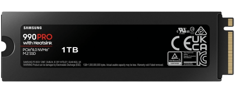 SSD Samsung 990 PRO with Heatsink 1TB M.2 NVMe PCIe Gen 4.0 x4 - MZ-V9P1T0GW(Đọc 8000MB/s - Ghi 7450MB/s) Box Công Ty 