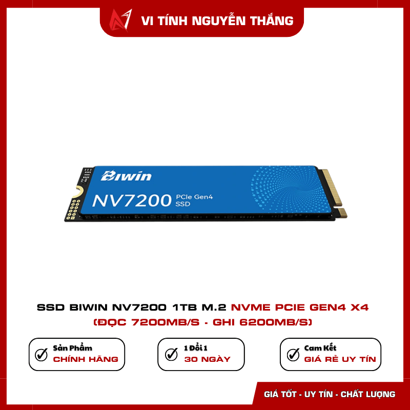 SSD Biwin NV7200 thiết kế single-sided tản nhiệt graphene