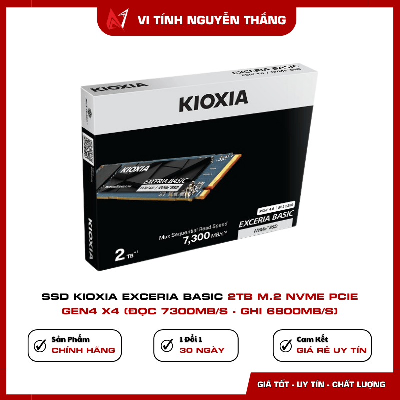 SSD Kioxia Exceria Basic 2TB tốc độ đọc 7300MB/s ghi 6800MB/s