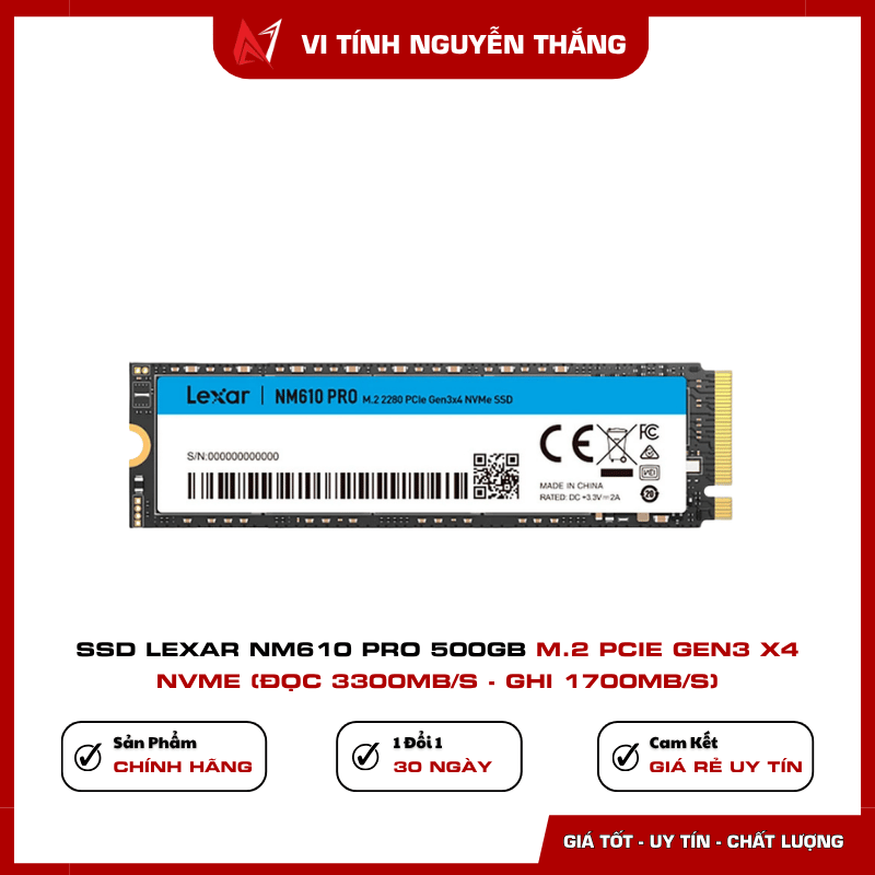 Lexar NM610 PRO 500GB dung lượng phù hợp nâng cấp PC laptop
