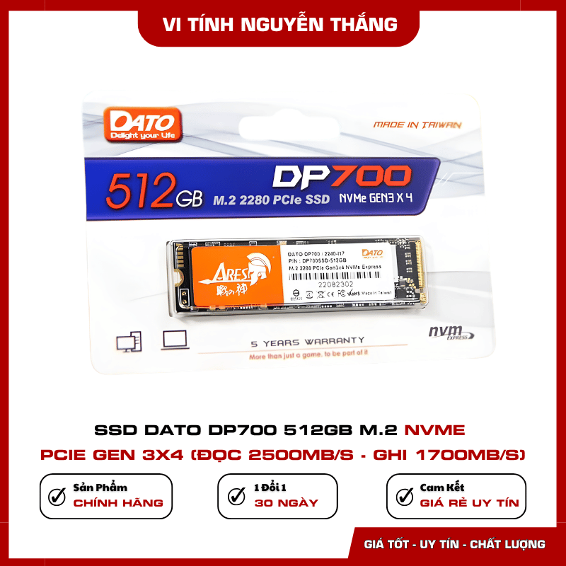 SSD M.2 NVMe DATO DP700 512GB dành cho PC và laptop