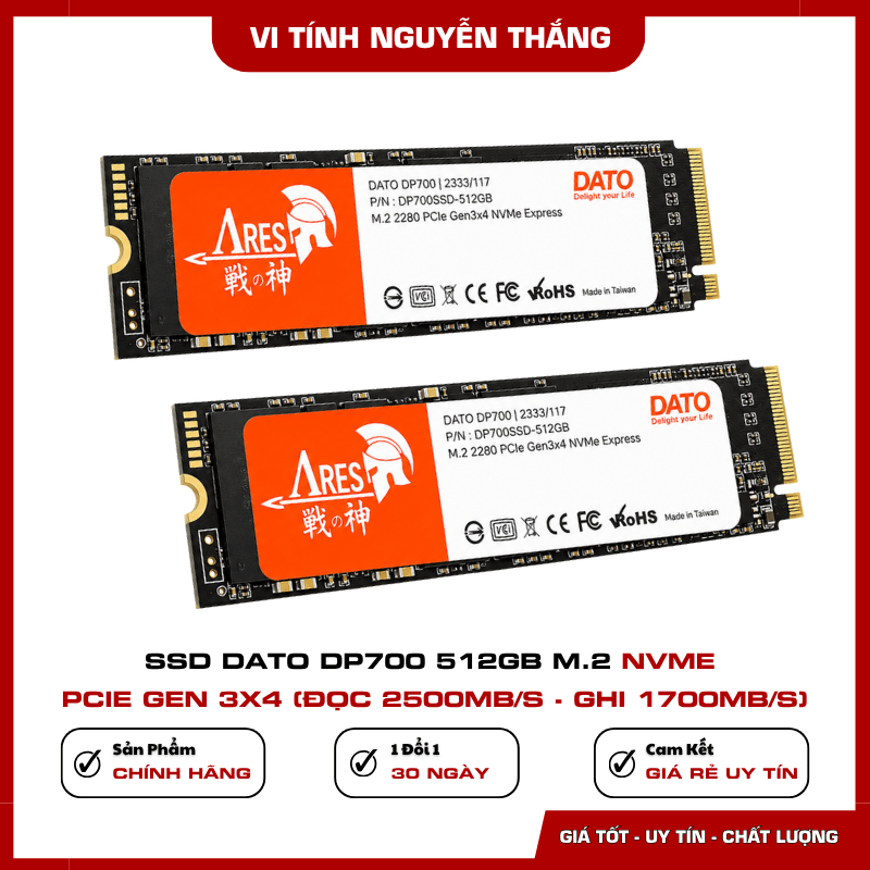 Thiết kế M.2 2280 của SSD DATO DP700 512GB