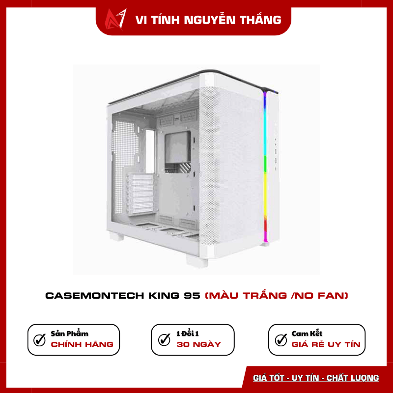 Case Montech King 95 màu trắng no fan