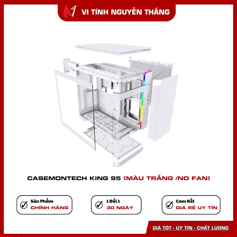 Case Montech King 95 màu trắng no fan