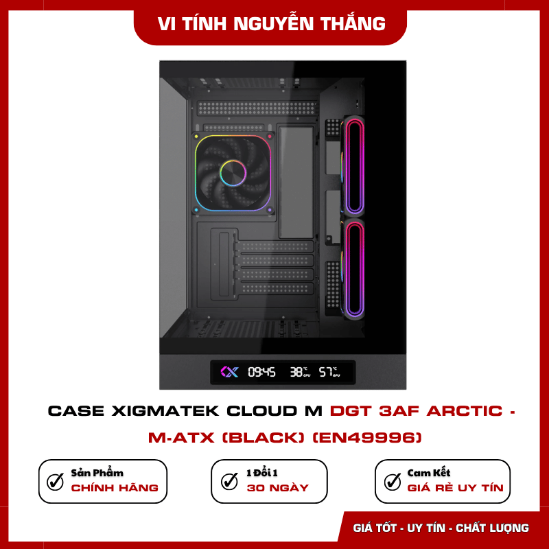 Không gian lắp đặt linh kiện Case Xigmatek Cloud M DGT 3AF Black