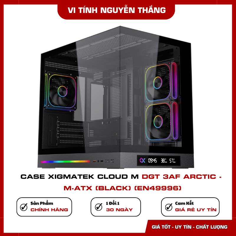 Case Xigmatek Cloud M DGT 3AF Black sẵn 3 fan ARGB