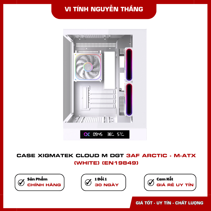 Màn hình LCD kỹ thuật số trên Xigmatek Cloud M DGT 3AF Arctic