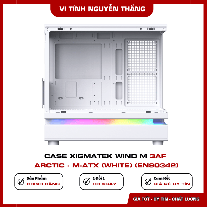 Case Xigmatek Wind M Arctic hỗ trợ build PC M-ATX