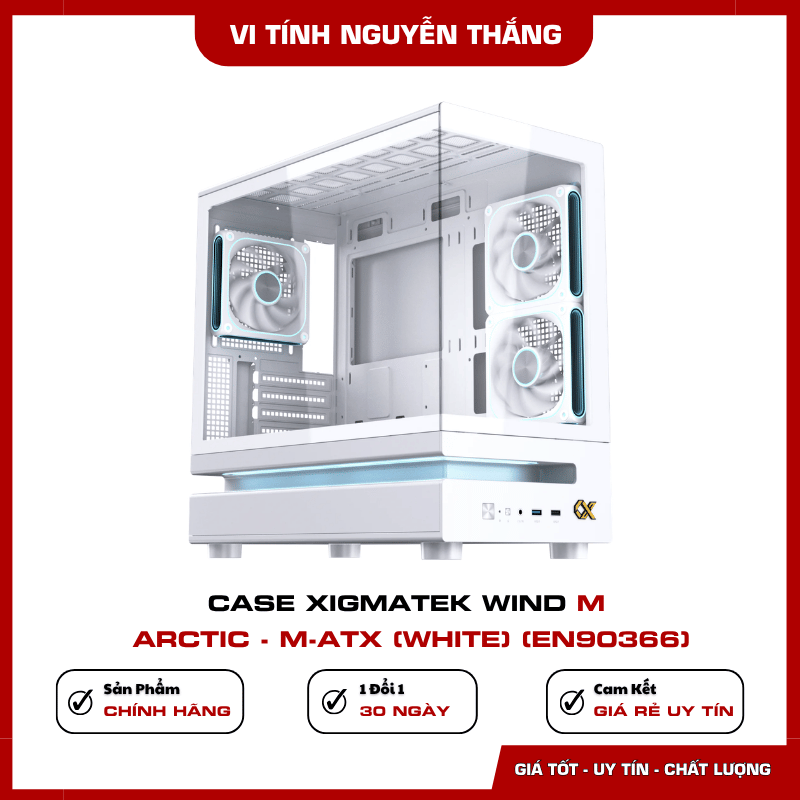 Case Xigmatek Wind M Arctic hỗ trợ build PC M-ATX