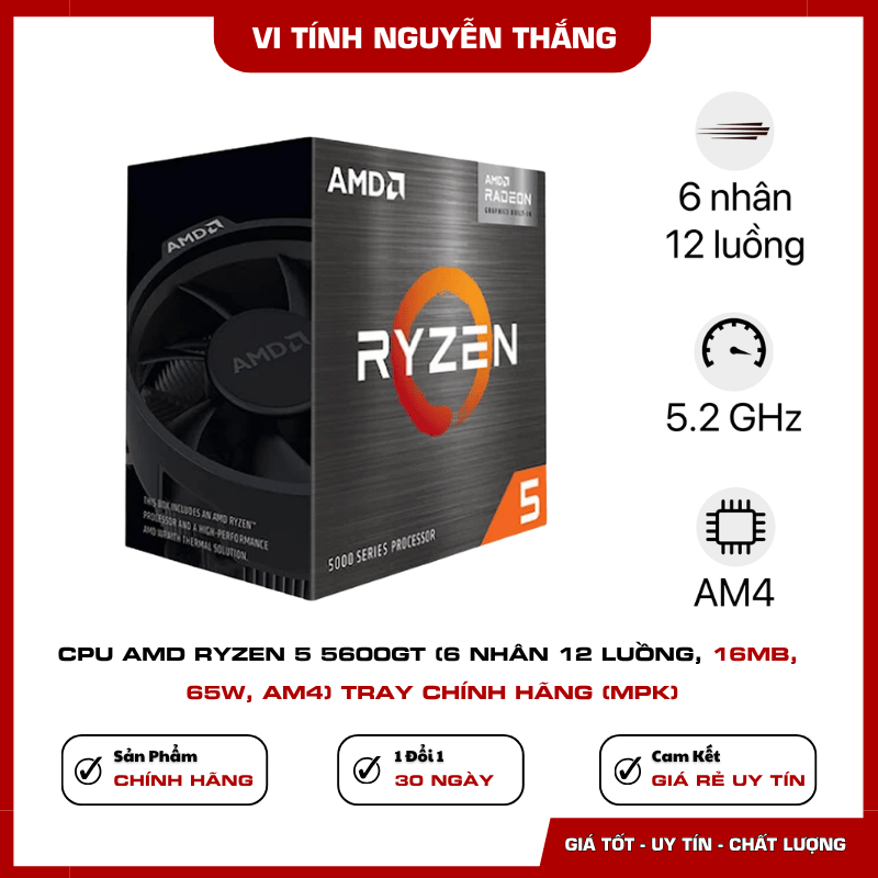 CPU AMD Ryzen 5 5600GT kiến trúc Zen 3 6 nhân 12 luồng