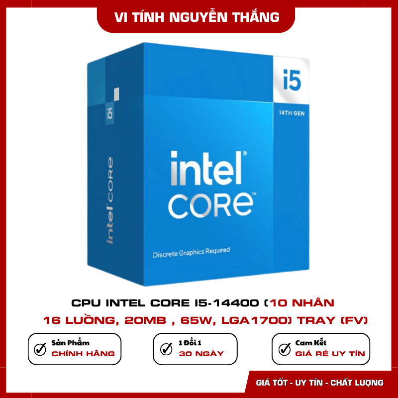 CPU Intel Core i5-14400 socket LGA1700 hỗ trợ DDR4 DDR5
