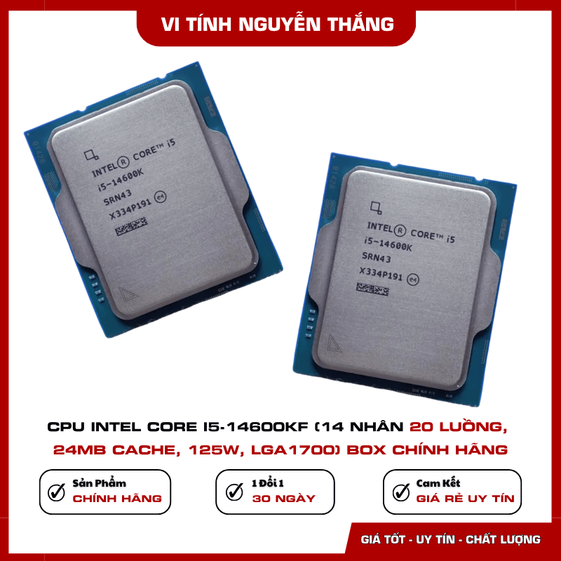 CPU Intel Core i5-14600KF phiên bản KF không có đồ họa tích hợp