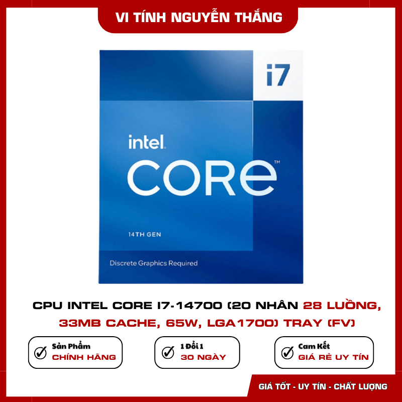 CPU Intel Core i7-14700 Tray 20 nhân 28 luồng