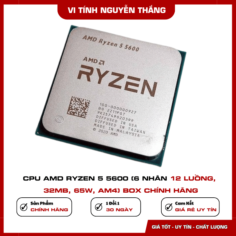 CPU AMD Ryzen 5 5600 Box kèm tản nhiệt Wraith Stealth