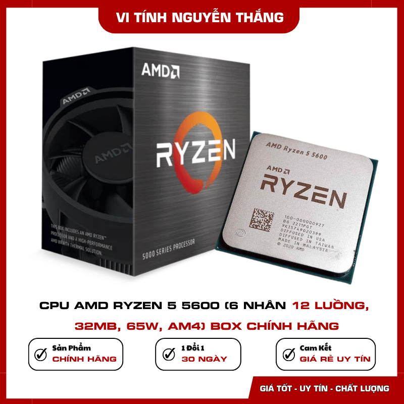 CPU AMD Ryzen 5 5600 Box chính hãng kiến trúc Zen 3