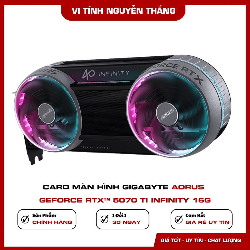 Thiết kế RGB Halo của Gigabyte AORUS RTX 5070 Ti INFINITY 16G