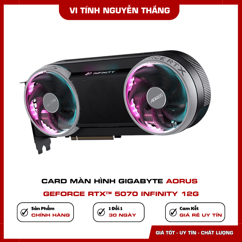 Hệ thống tản nhiệt WINDFORCE HYPERBURST trên AORUS RTX 5070 INFINITY