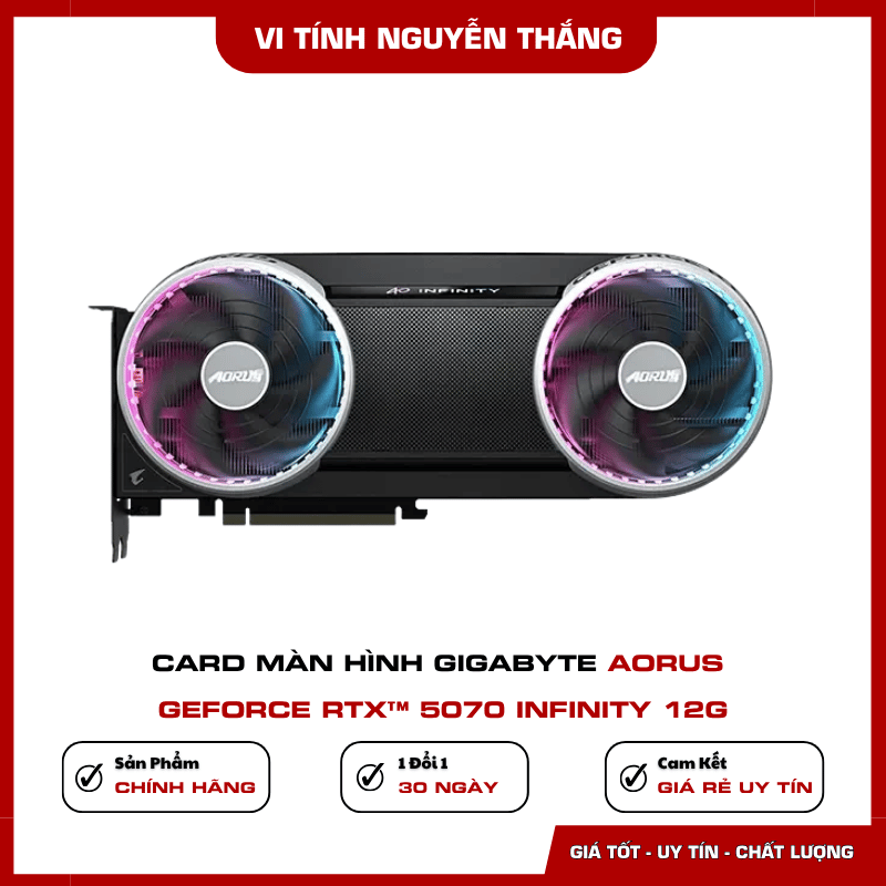 Thiết kế RGB Halo của Gigabyte AORUS RTX 5070 INFINITY 12G