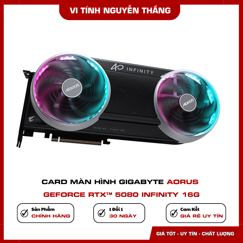 Thiết kế RGB Halo của Gigabyte AORUS RTX 5080 INFINITY 16G
