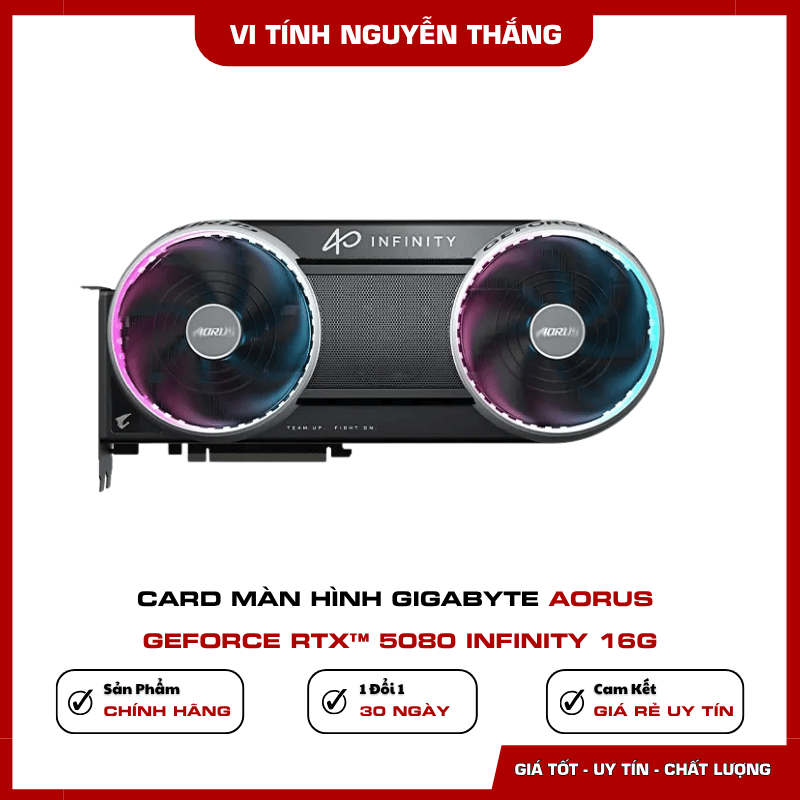 GPU RTX 5080 và bộ nhớ 16GB GDDR7 trên AORUS INFINITY