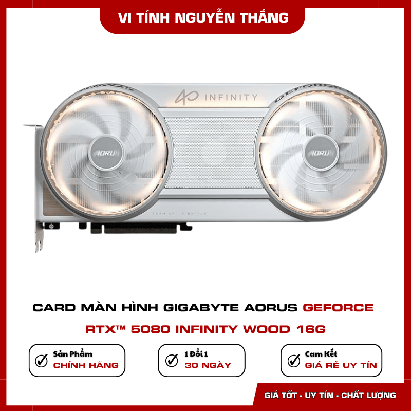 Hệ thống tản nhiệt WINDFORCE HYPERBURST trên AORUS RTX 5080 INFINITY WOOD