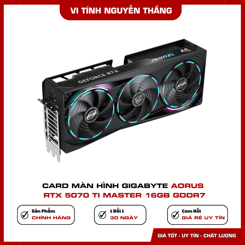 Thiết kế Gigabyte Aorus RTX 5070 Ti Master 16GB GDDR7