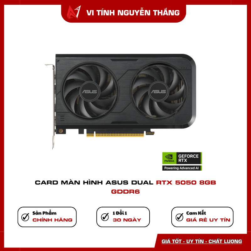 ASUS Dual RTX 5050 8GB GDDR6 hỗ trợ HDMI 2.1b và DisplayPort 2.1b
