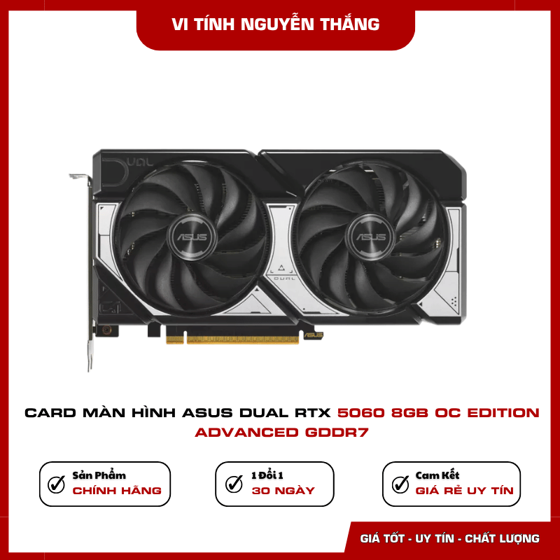 Card màn hình ASUS DUAL RTX5060 O8G A xung nhịp OC