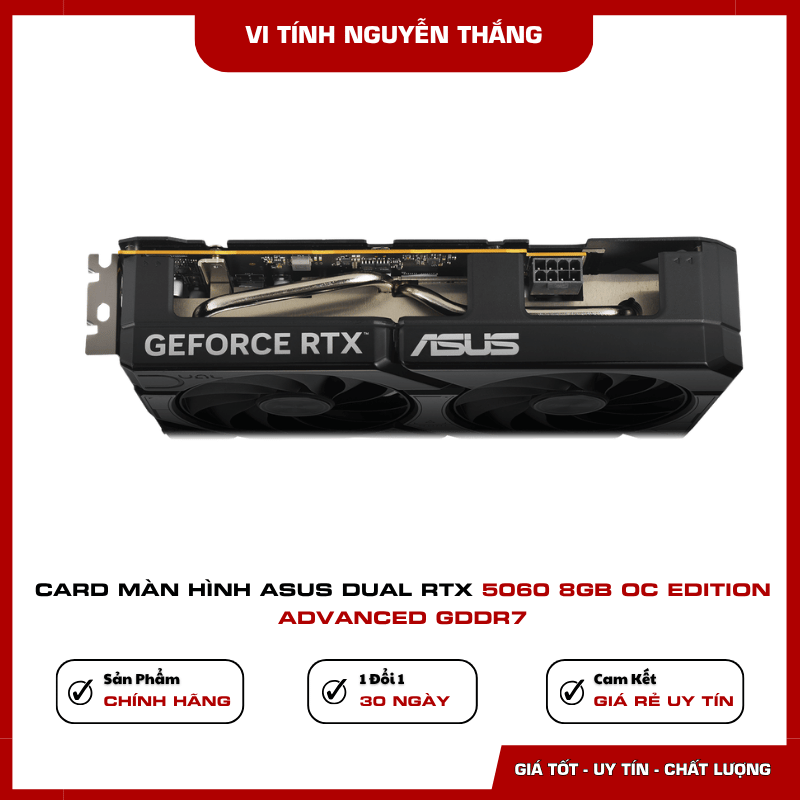 ASUS Dual RTX 5060 Advanced bộ nhớ 8GB GDDR7 28Gbps