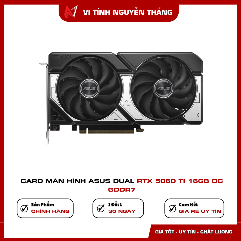 ASUS Dual RTX 5060 Ti 16GB OC bộ nhớ GDDR7