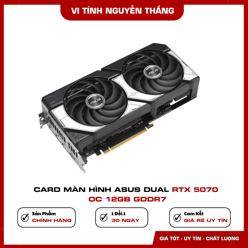 Thiết kế hai quạt ASUS Dual RTX 5070 OC 12GB