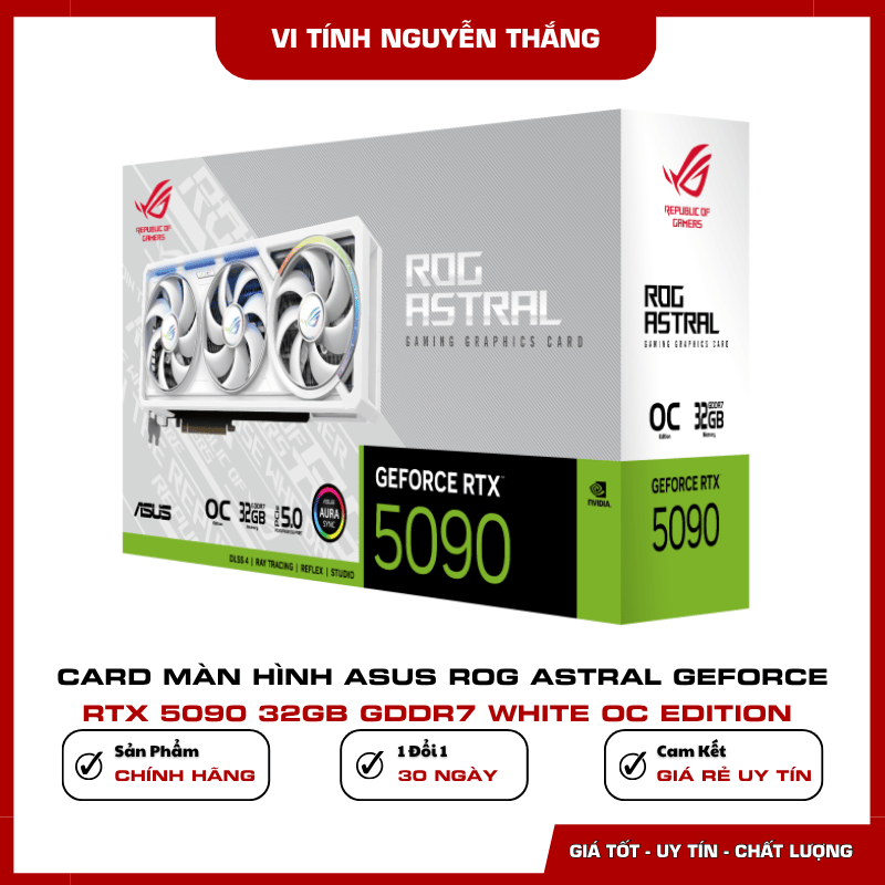 Thiết kế màu trắng ARGB ASUS ROG Astral RTX 5090 OC