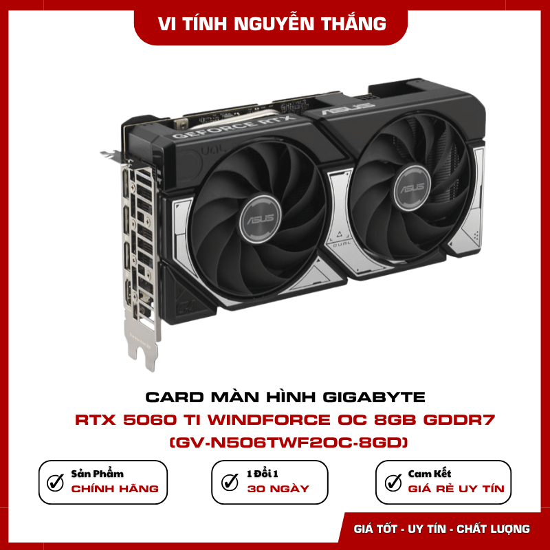 Bộ nhớ 8GB GDDR7 trên Gigabyte RTX 5060 Ti Windforce OC