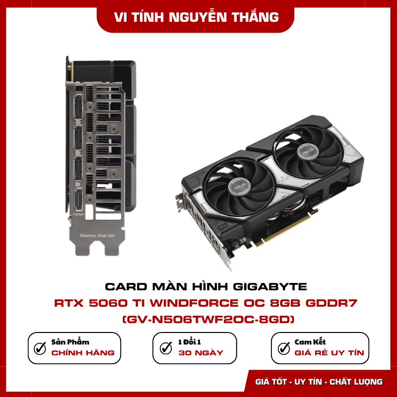 Cổng kết nối Gigabyte RTX 5060 Ti Windforce OC 8GB