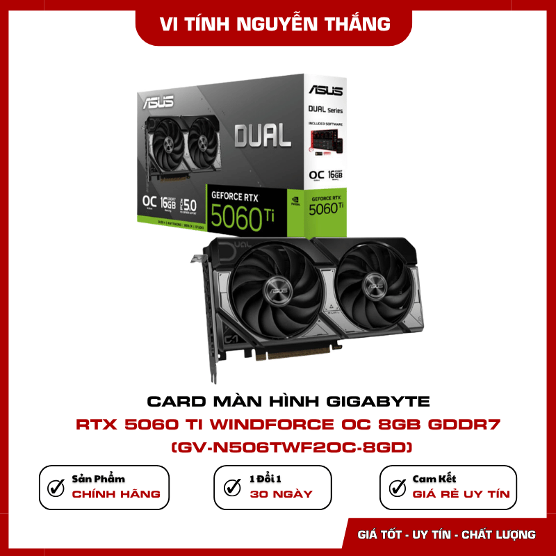 Card màn hình Gigabyte RTX 5060 Ti Windforce OC 8GB GDDR7