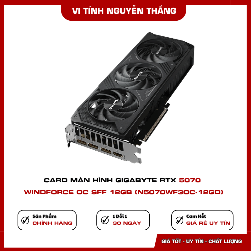 Bộ nhớ GDDR7 12GB của Gigabyte RTX 5070 WINDFORCE OC SFF