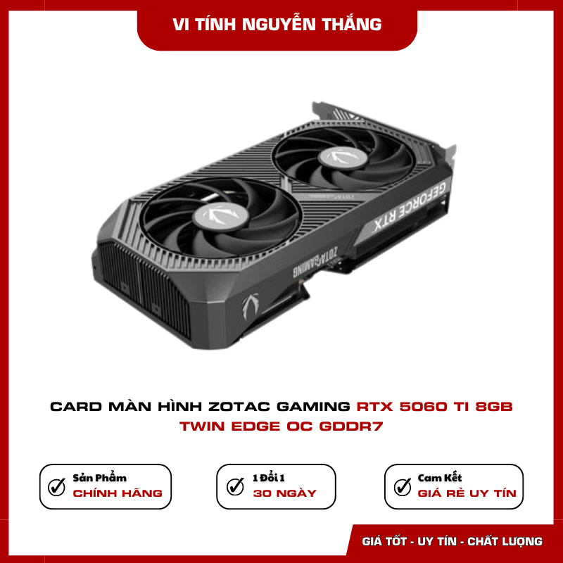 Bộ nhớ 8GB GDDR7 trên ZOTAC RTX 5060 Ti Twin Edge OC