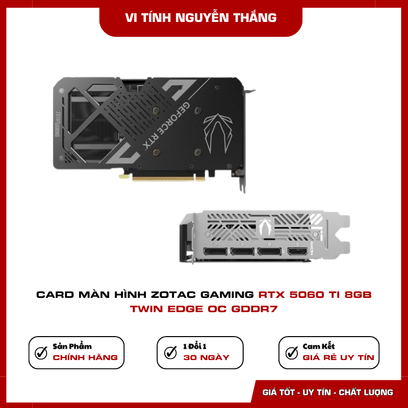 Cổng kết nối DisplayPort và HDMI của ZOTAC RTX 5060 Ti Twin Edge OC