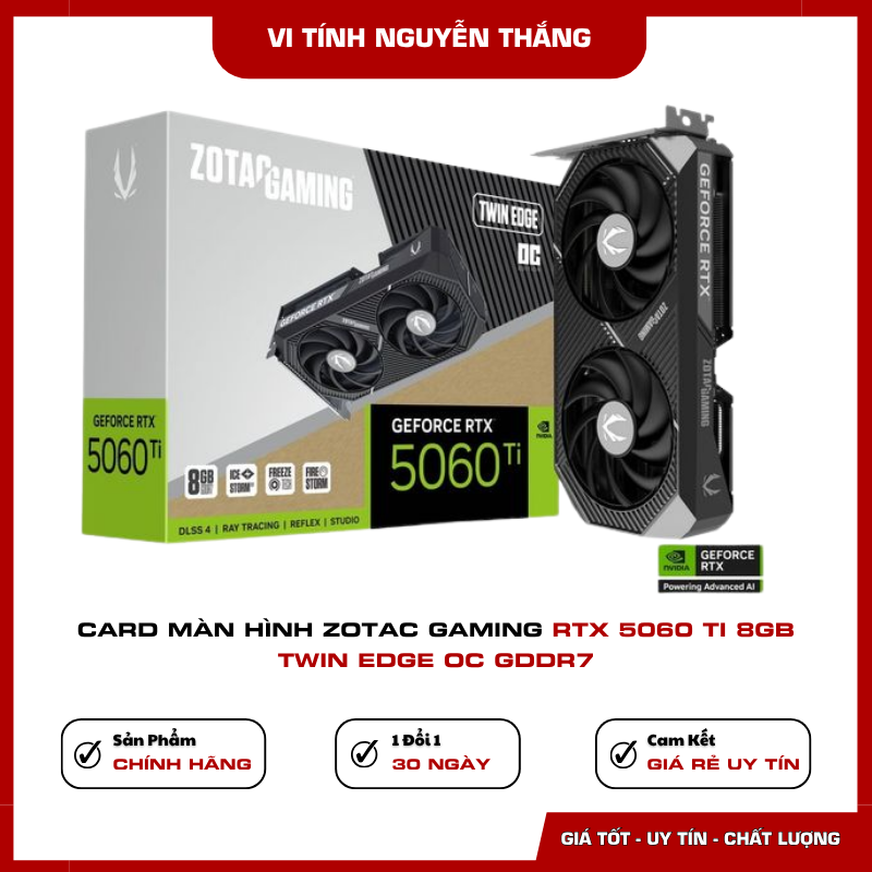 ZOTAC Gaming RTX 5060 Ti 8GB Twin Edge OC hỗ trợ DLSS 4 Card ZOTAC Gaming RTX 5060 Ti 8GB Twin Edge OC kiến trúc NVIDIA Blackwell