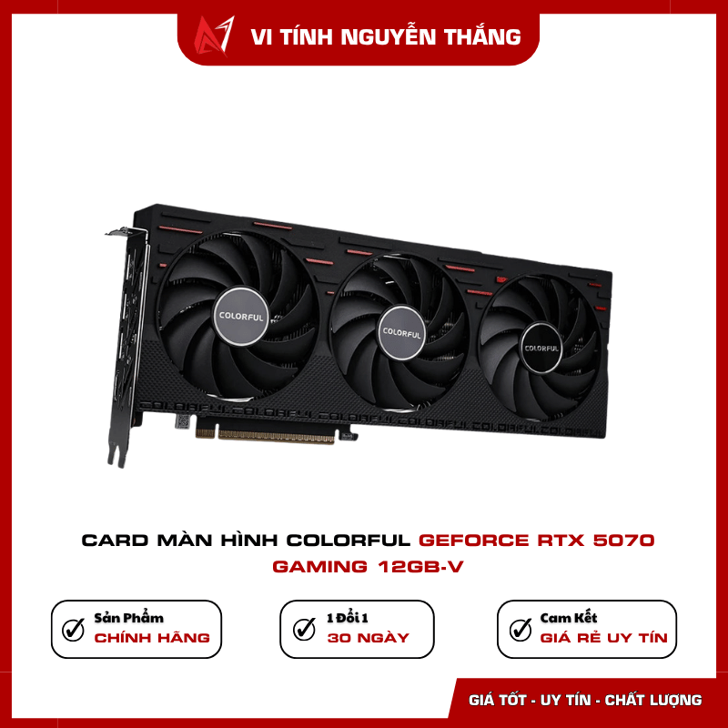 Card Colorful GeForce RTX 5070 Gaming thiết kế tản nhiệt 3 fan