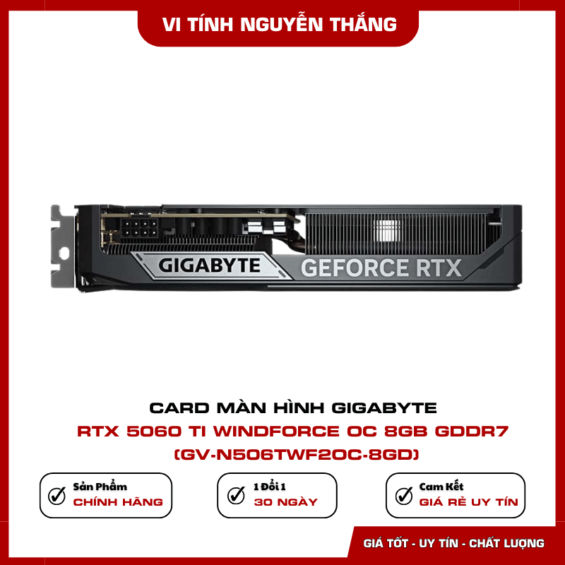 Thiết kế Gigabyte RTX 5060 Ti Windforce OC 8GB dành cho PC gaming